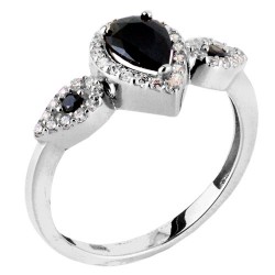 Λευκόχρυσο δαχτυλίδι σταγόνα Κ14 με ζιργκόν